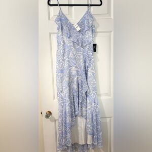 NWT Express Blue and White High-Low Paisley Dress